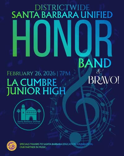 Santa Barbara Unified Honor Band invitation flyer
